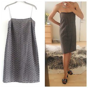 Max Mara Silk Lace Dress in Gray/ Taupe